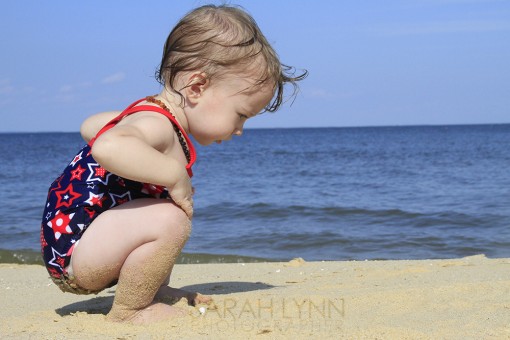 Holly's first trip to the beach. 